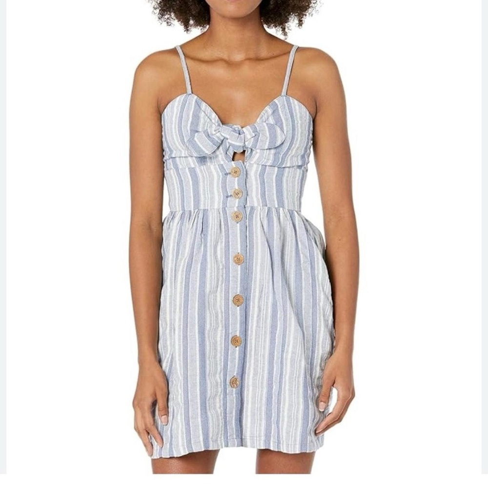 Roxy Under the Sun Cali Button Front Dress Bijou Blue River Stripe